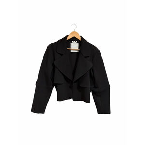 Sosken Studios Cropped Jacket Black Draped Open Front Minimalist Size 4